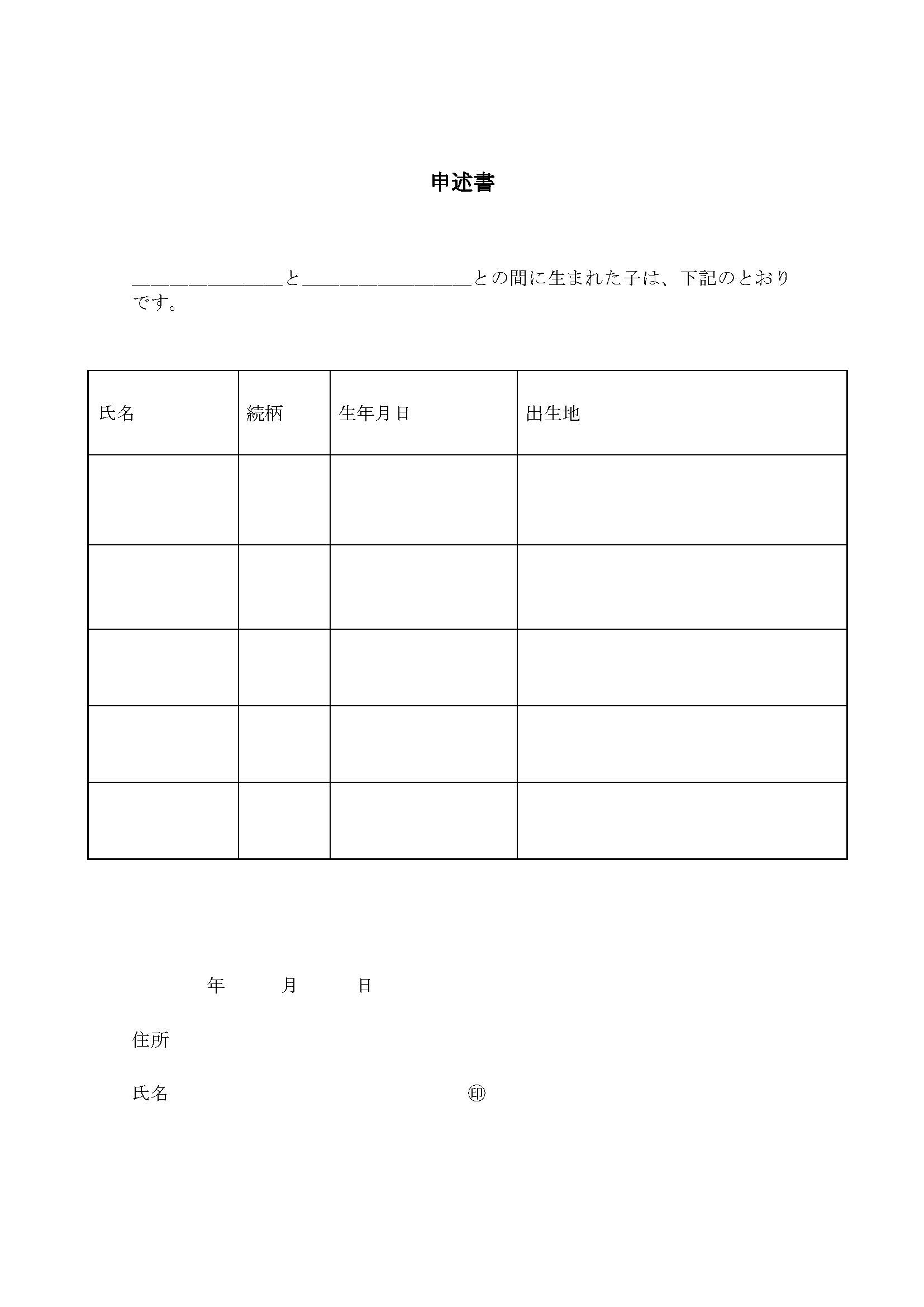 申述書